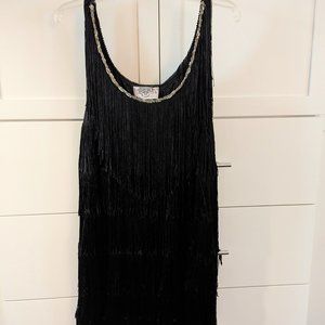 Flapper Dress - 20s Gatsby with All-Over Fringe Mini Dress